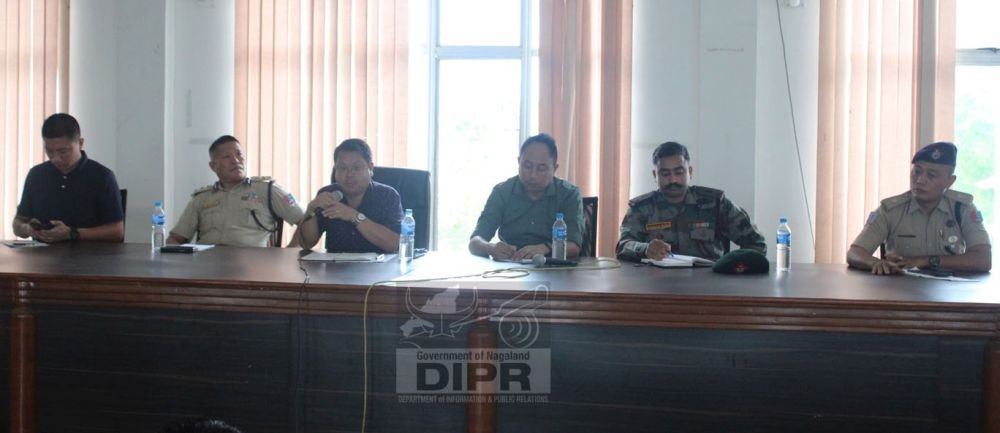 DC Chumoukedima, Polan John addressing during the review meeting of Law & Order situation at DPDB’s Conference Hall, Chumoukedima on May 26. (DIPR Photo)